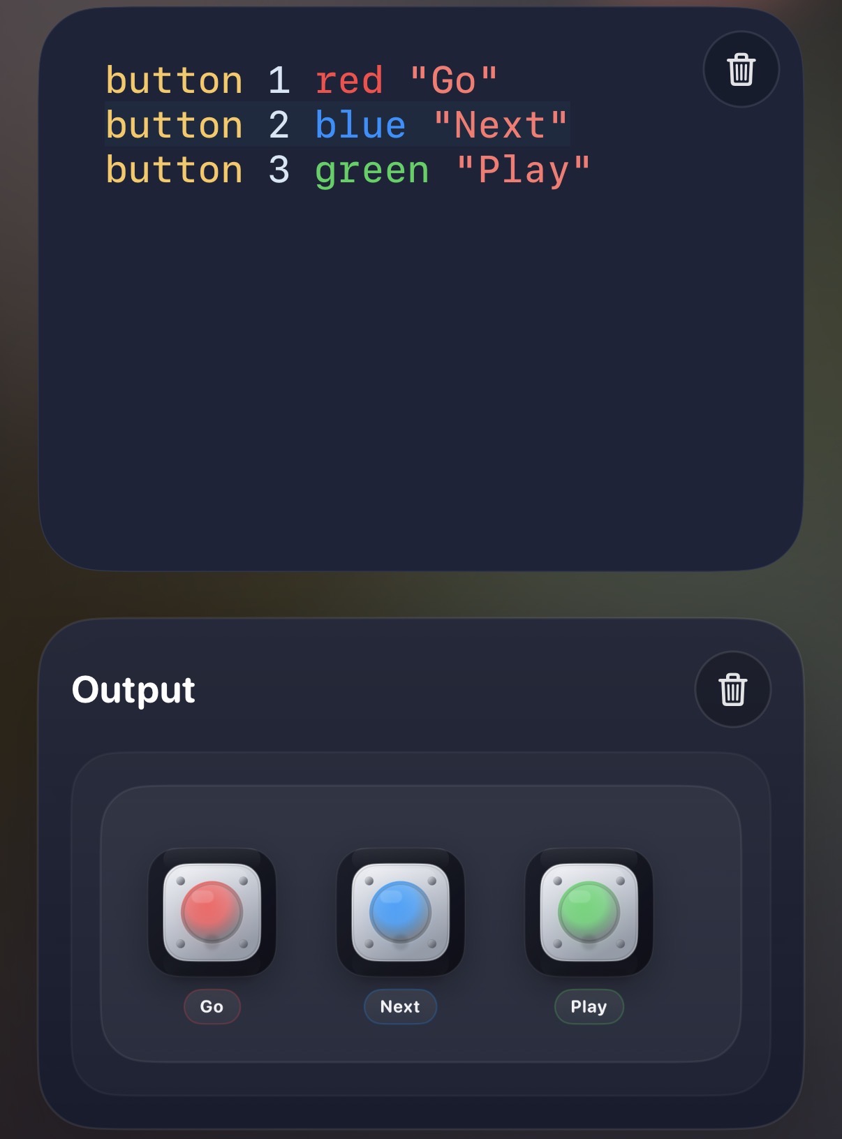OctoCode on-screen buttons for interactive coding projects.