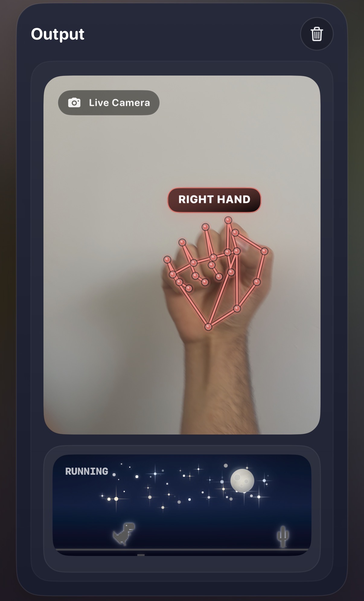 OctoCode dino game controlled with code.