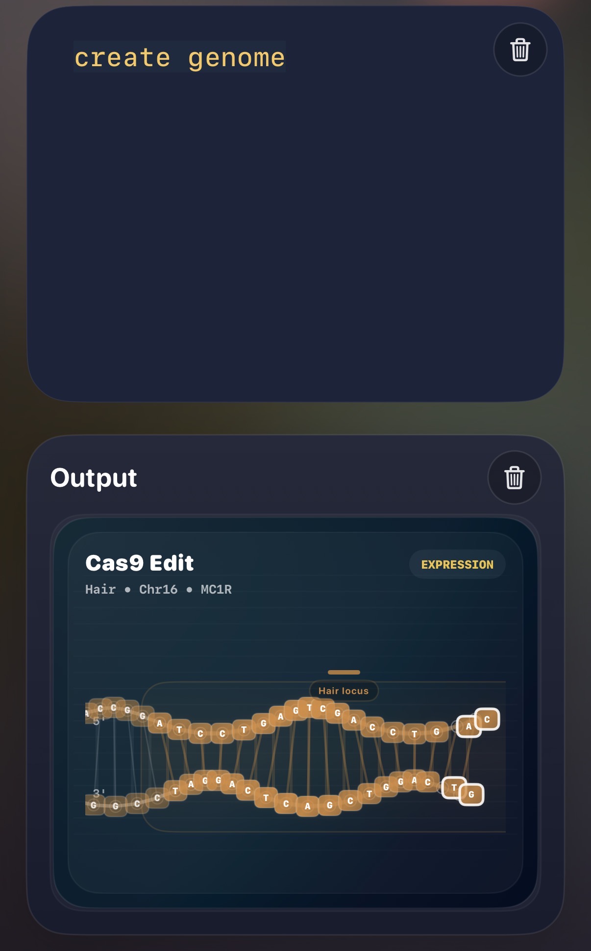 OctoCode genome creation and gene editing screen.