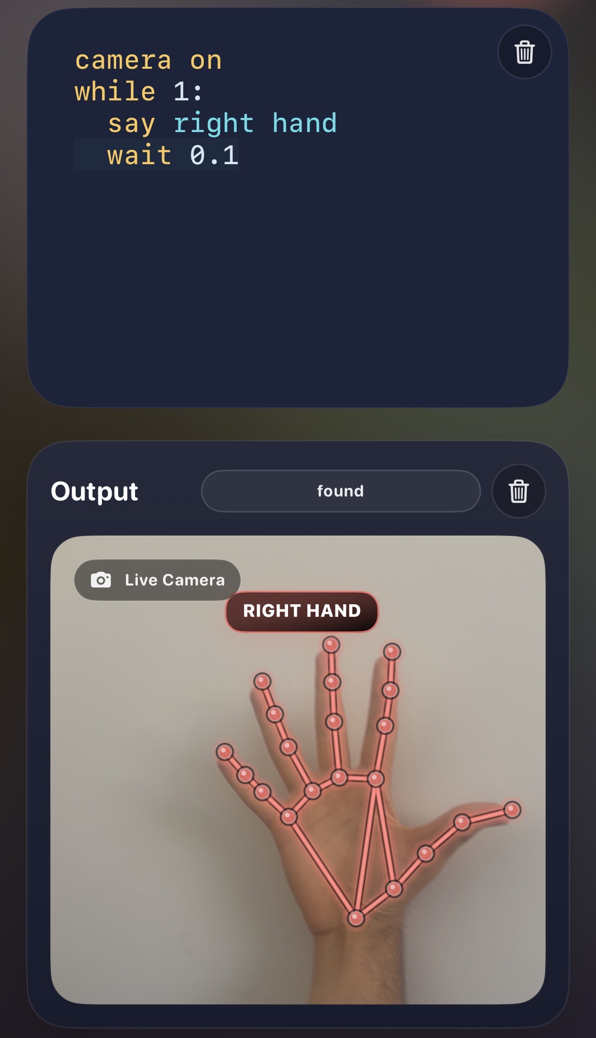 OctoCode hand detection and gesture interaction screen.