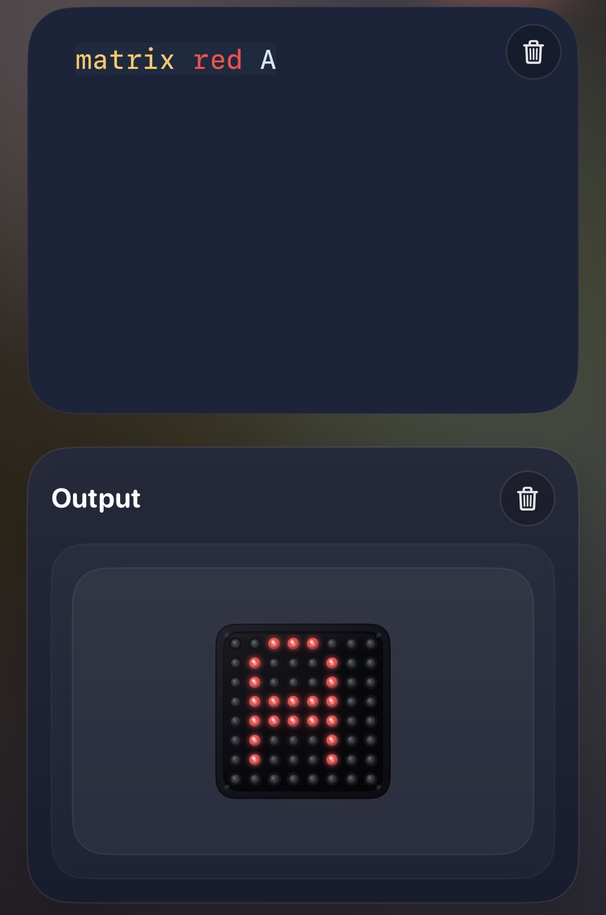 OctoCode LED matrix screen for icons and letter output.